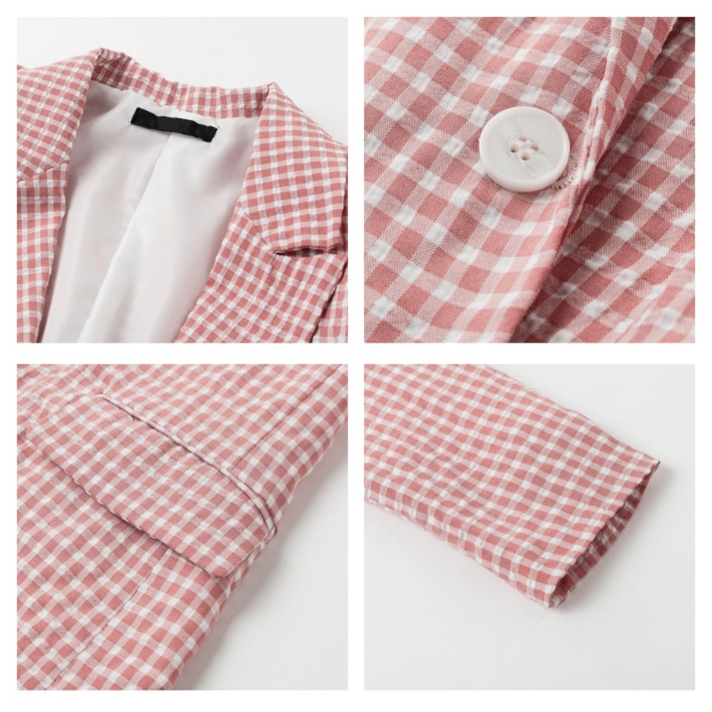 Single Breasted Pink Plaid Blazer - Picture 6 of 9